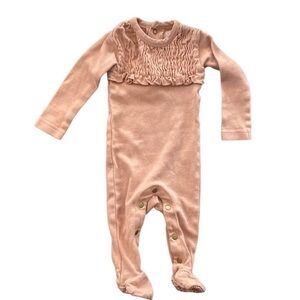 L’ovedbaby Rose Brown Cotton Smocked Footie 3/6M
